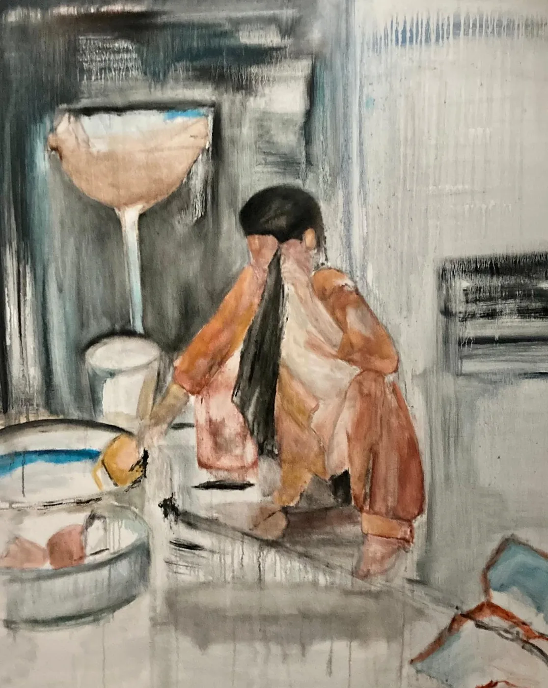 Vrouw met vlecht, stadium 4: verder uitgewerkt.